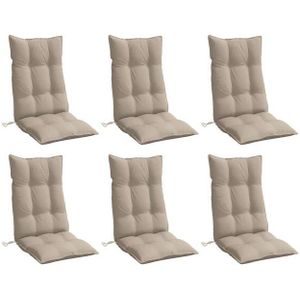 vidaXL Stoelkussens 6 st hoge rug oxford stof taupe