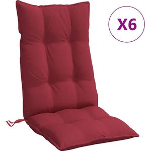 vidaXL Hochlehner-Auflagen 6 Stk. Weinrot Oxford-Gewebe
