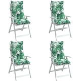 vidaXL - Stoelkussens - 4 - st - hoge - rug - bladpatroon - oxford - stof