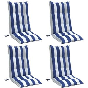 vidaXL Hochlehner-Auflagen 4 Stk. Blau & Weiß Gestreift Oxford-Gewebe