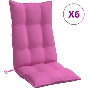 vidaXL Stoelkussens 6 st hoge rug oxford stof roze