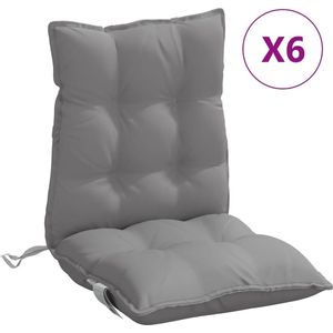 vidaXL - Stoelkussens - 6 - st - lage - rug - oxford - stof - grijs