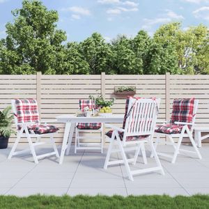 vidaXL Stoelkussens 4 st lage rug ruitpatroon oxford stof rood