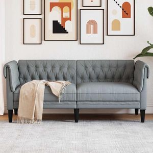 Vidaxl - Chesterfield-Sofa 2-Sitzer Hellgrau Stoff