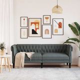 vidaXL - Driezitsbank - Chesterfield-stijl - stof - donkergrijs