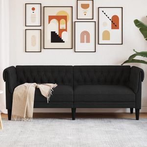 Vidaxl - Chesterfield-Sofa 3-Sitzer Schwarz Stoff