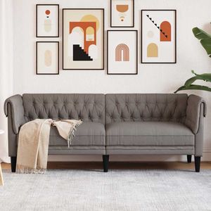 Chesterfield-Sofa 3-Sitzer Taupe Stoff Vidaxl