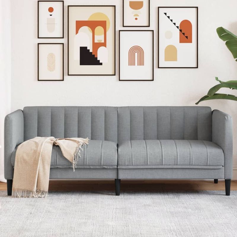 Sofa 2-Sitzer Hellgrau Stoff Vidaxl