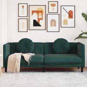 Sofa mit Kissen 3-Sitzer Dunkelgrün Samt Vidaxl