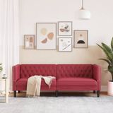 Vidaxl - Chesterfield-Sofa 3-Sitzer Weinrot Kunstleder