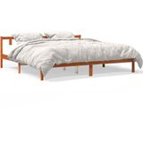 vidaXL Massivholzbett ohne Matratze Wachsbraun 180x200 Kiefernholz