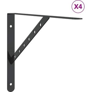 vidaXL - Plankdragers - Zwart - Roestvrijstaal - 4 Stuks