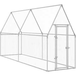 vidaXL Hühnerkäfig Silbern 400x100x190 cm Verzinkter Stahl