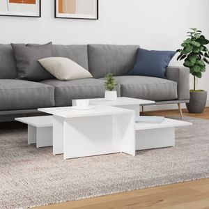 vidaXL - Salontafels - Hoogglans Wit - Bewerkt Hout - 2 Stuks
