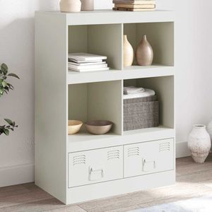 vidaXL - Hoge - kast - 67x39x95 - cm - staal - wit