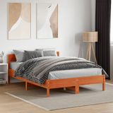 Massivholzbett ohne Matratze Wachsbraun 135x190 cm Kiefernholz Vidaxl