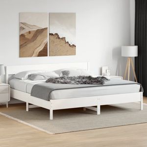 vidaXL Bedframe zonder matras massief grenenhout wit 200x200 cm