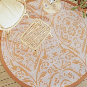 vidaXL Outdoor-Teppich ARAKIL Orange und Weiß Ø200 cm PP