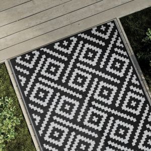 Vidaxl - Outdoor-Teppich arakil Weiß und Schwarz 120x180 cm pp