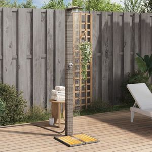 vidaXL - Buitendouche - Grijs - Poly Rattan en Acaciahout