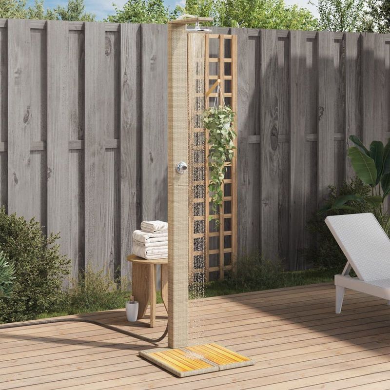 Gartendusche Beige 50x55x224 cm Poly Rattan und Akazienholz vidaXL