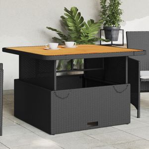 vidaXL - Tuintafel - Zwart - Poly Rattan en Acaciahout - Verstelbaar Tafelblad