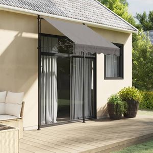 vidaXL - Luifel - uittrekbaar - 150x150 - cm - stof - en - staal - antracietkleurig