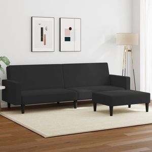 vidaXL Schlafsofa 2-Sitzer mit Fußhocker Schwarz Samt