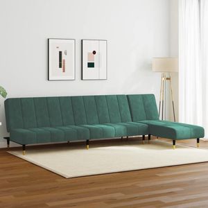 vidaXL Loungeset - Fluweel - Donkergroen - 2-delige - Multifunctioneel