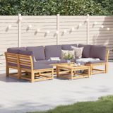 vidaXL - 7-delige - Loungeset - met - kussens - massief - acaciahout