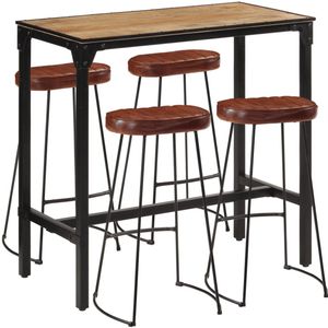 vidaXL - 5-delige Barset - Ruw Mangohout - Metaal - Industrieel Design