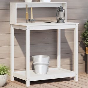 vidaXL Oppottafel - Wit - Massief Grenenhout - 82,5x50x109,5 cm