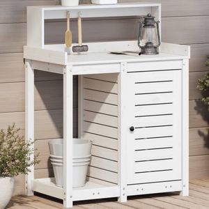 vidaXL Oppottafel - Wit - Massief Grenenhout - 82,5x50x109,5 cm