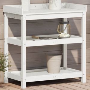 vidaXL Oppottafel - Wit - Massief Grenenhout - 82,5x45x86,5 cm