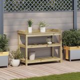 vidaXL Oppottafel met schappen 108x45x86,5 cm geïmpregneerd hout