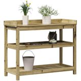 vidaXL Oppottafel met schappen 108x45x86,5 cm geïmpregneerd hout