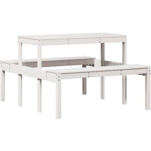 vidaXL - Picknicktafel - Wit - Massief Grenenhout - 110x134x75 cm