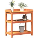 vidaXL - Oppottafel - met - schappen,5x45x86,5 - cm - grenenhout - bruin