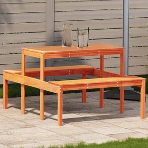 vidaXL - Picknicktafel - Wasbruin - Massief Grenenhout - 110x134x75 cm