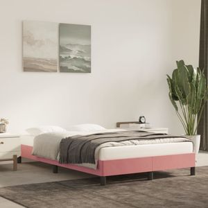 vidaXL - Bedframe - zonder - matrasx190 - cm - fluweel - roze