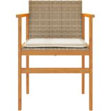 vidaXL Gartenstühle mit Kissen 2 Stk. Beige Poly Rattan Massivholz