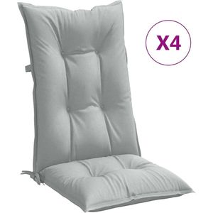 vidaXL Stoelkussens 4 st hoge rug 120x50x7 cm stof lichtgrijs