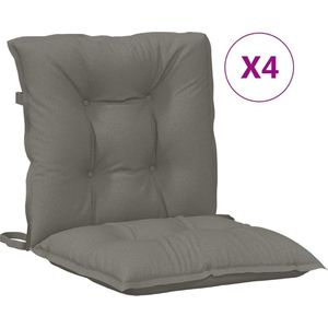 vidaXL Stoelkussens 4 st lage rug 100x50x7 cm stof donkergrijs