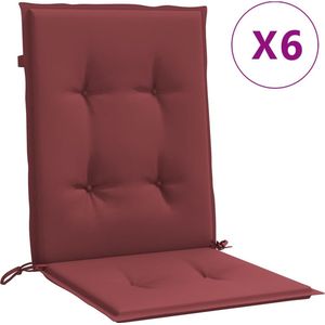 Niedriglehner-Auflagen 6 Stk. Melange Weinrot 100x50x4 cm Stoff Vidaxl