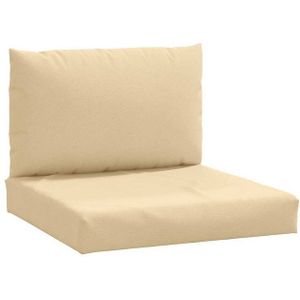 vidaXL - Palletkussens - 2 - st - stof - gemêleerd - beige