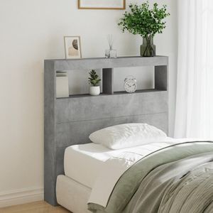vidaXL - Hoofdbordkast - met - LED-verlichting - 100x17x102 - cm - betongrijs