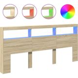 vidaXL Hoofdbordkast met LED-verlichting 220x17x102 cm sonoma eiken