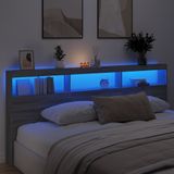 vidaXL - Hoofdbordkast - met - LED-verlichting - 220x17x102 - cm - grijs - sonoma