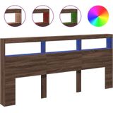 vidaXL Hoofdbordkast met LED-verlichting 220x17x102 cm bruin eiken