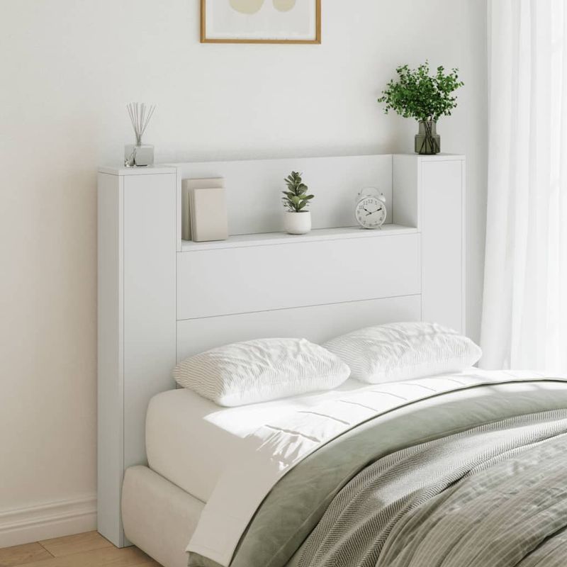vidaXL Hoofdbordkast met LED-verlichting 120x16,5x103,5 cm wit